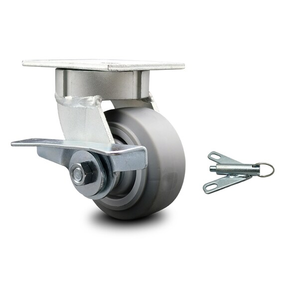 4 Inch Kingpinless Thermoplastic Rubber Wheel Caster with Brake and Swivel Lock
